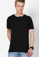 FREECULTR Black Solid Henley T-Shirt