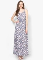 Harpa Blue Colored Printed Maxi Dress