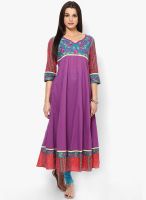 Kurti'S Purple Printed Anarkali