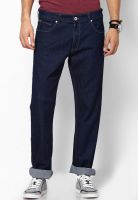 Newport Blue Solid Regular Fit Jeans