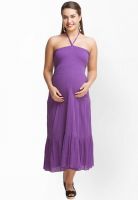 Oxolloxo Purple Colored Solid Maxi Dress