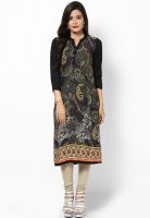 Raindrops Peach Paisley Print Rayon Kurta