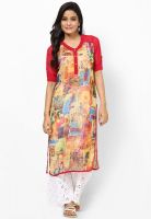 Raindrops Pink Digital Print Georgette Kurta