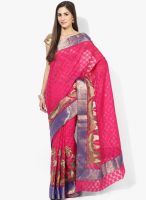 Rang Banarasi Magenta Embroidered Cotton Silk Saree