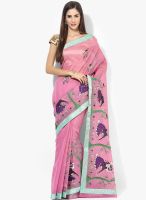 Rang Banarasi Pink Embroidered Cotton Silk Saree