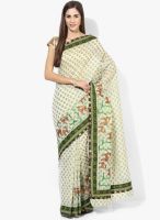 Rang Banarasi White Embroidered Cotton Silk Saree