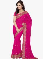 Saree Swarg Fuchsia Embroidered Saree With Blouse