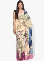 Satya Paul Beige Printed Cotton Blend Saree