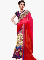 Shonaya Red Embroidered Saree