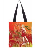 Snoogg Orange & Red Polyester Unisex Tote Bag