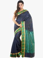 Sudarshan Silk Navy Blue Printed Saree