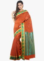 Sudarshan Silk Orange Printed Saree