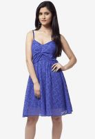 The Vanca Sleeve Less Solid Blue Dress