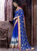 Triveni Sarees Blue Embroidered Saree