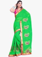 Triveni Sarees Green Embellished Saree