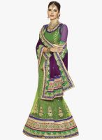 Triveni Sarees Green Embroidered Lehenga Saree