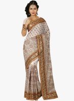 Triveni Sarees Off White Embroidered Saree