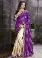 Triveni Sarees Off White Embroidered Saree