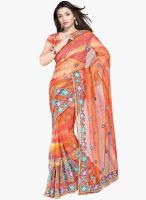 Triveni Sarees Orange Embellished Saree