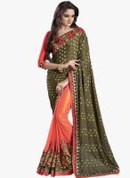 Triveni Sarees Orange Embroidered Saree