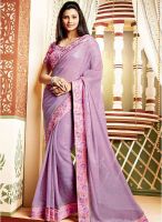 Triveni Sarees Purple Embroidered Saree