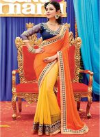 Vishal Orange Embellished Saree