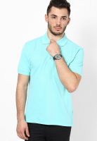 Wilkins & Tuscany Aqua Blue Solid Polo T-Shirts