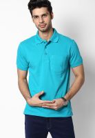 Wilkins & Tuscany Blue Solid Polo T-Shirts