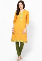 Aurelia Yellow Solid Kurtis