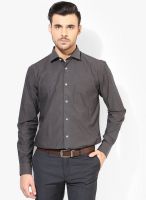 Blackberrys Dark Grey Solid Slim Fit Formal Shirt