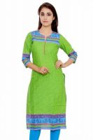 GMI Casual Printed Women's Kurti(Green)