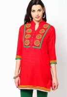 G Red Solid Kurtis