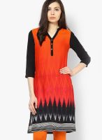 Global Desi Orange Printed Kurta