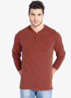 Highlander Red Solid Henley TShirts