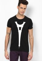 Jack & Jones Black Printed Round Neck T-Shirts