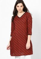 Jaipur Kurti Maroon Printed Kurtis