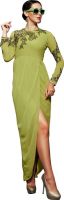 Khushali Party, Festive Self Design, Embroidered Women's Kurti(Light Green)
