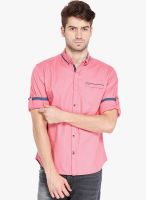 Locomotive Pink Solid Slim Fit Casual Shirt