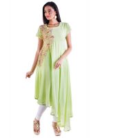 MadaSasa Green Georgette A Line Dress