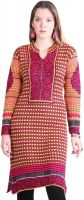 Montrex Casual, Festive, Party Argyle, Geometric Print Women's Kurti(Yellow, Pink)