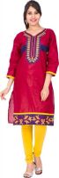 Pavechas Casual Self Design Women's Kurti(Maroon)