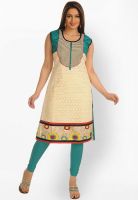 Salwar Studio Cream Printed Kurtis