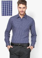 Turtle Checks Navy Blue Formal Shirt