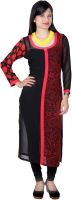 Vivaa Casual Printed Women's Kurti(Black, Red)