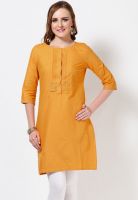 W Mustard Yellow Solid Kurtis