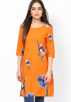 W Orange Printed Kurtas