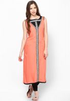 W Peach Solid Kurtis