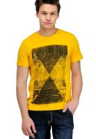 Yepme Yellow Printed Round Neck T-Shirts