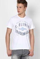 s.Oliver White Round Neck T-Shirt