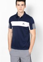 Adidas Navy Blue Striped Polo T-Shirts